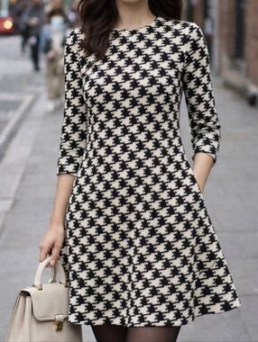 JUST TAYLOR Houndstooth Print Dress